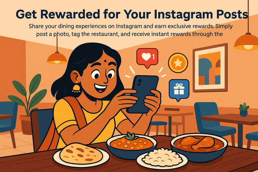 Instagram rewards process showing how customers can earn by posting