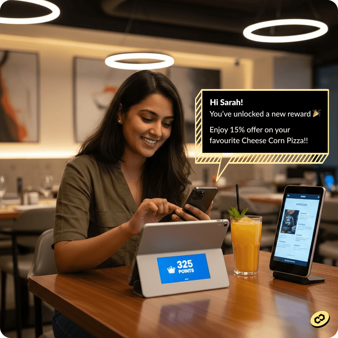 Personalized customer experience showing notification message